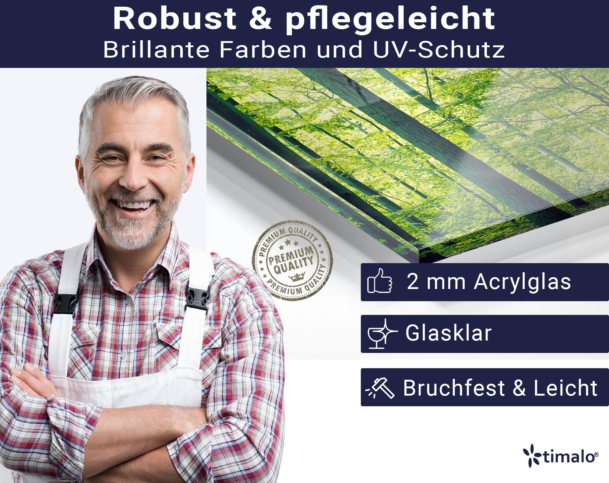 timalo Küchenrückwand Glasoptik | 120 x 80 cm Wald grüne Bäume, Natur Landschaft | Acryl Glas 2mm | Spritzschutz Wand für Herd, Küche Glasrückwand Acrylglas Wandpaneele Rückwandschutz Platte