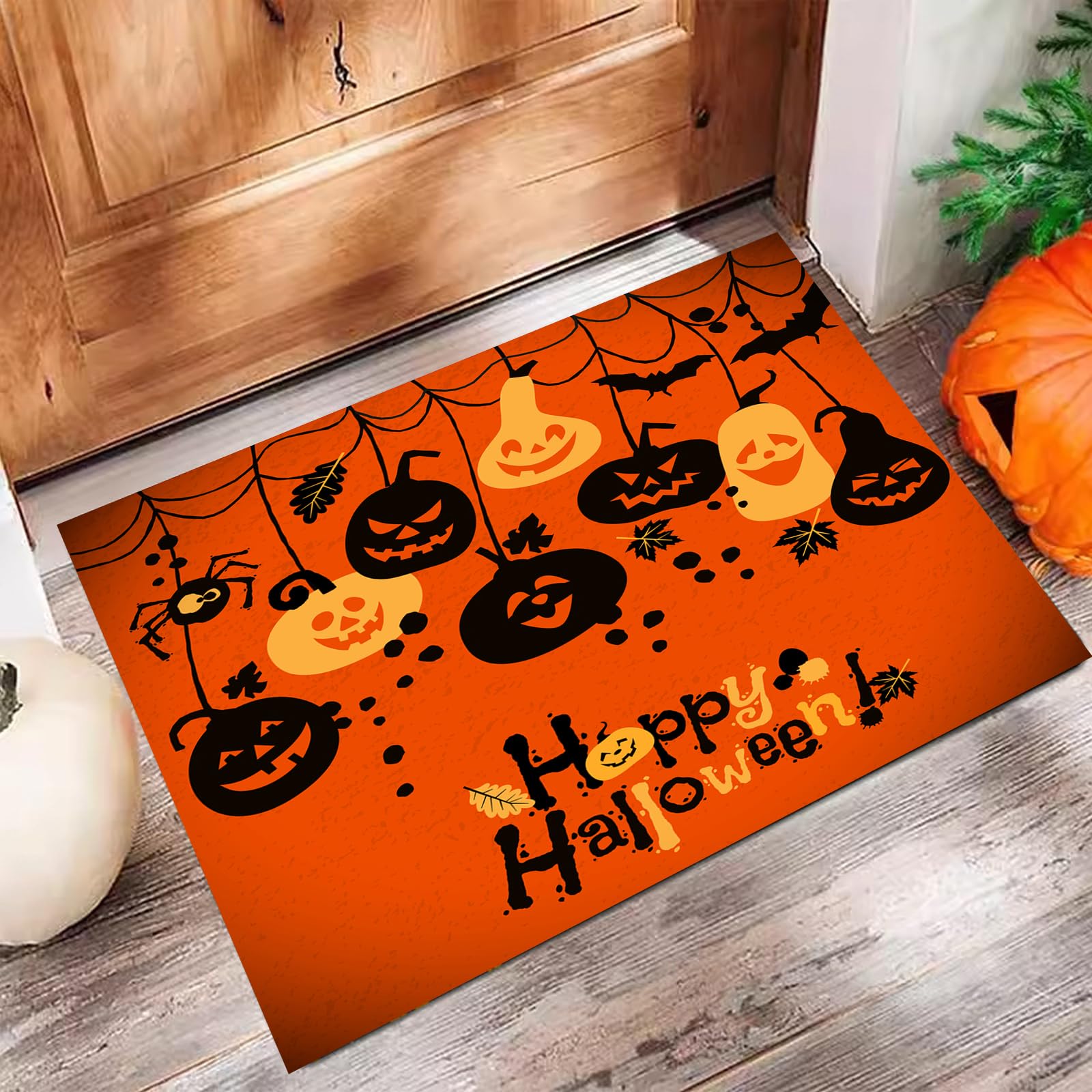 OMHHBX Alfombra de cocina, 90 x 180 cm, resistente al agua, alfombra de suelo, decoración de Halloween, alfombra de comedor, interior y exterior, antideslizante, lavable, para pasillo, entrada