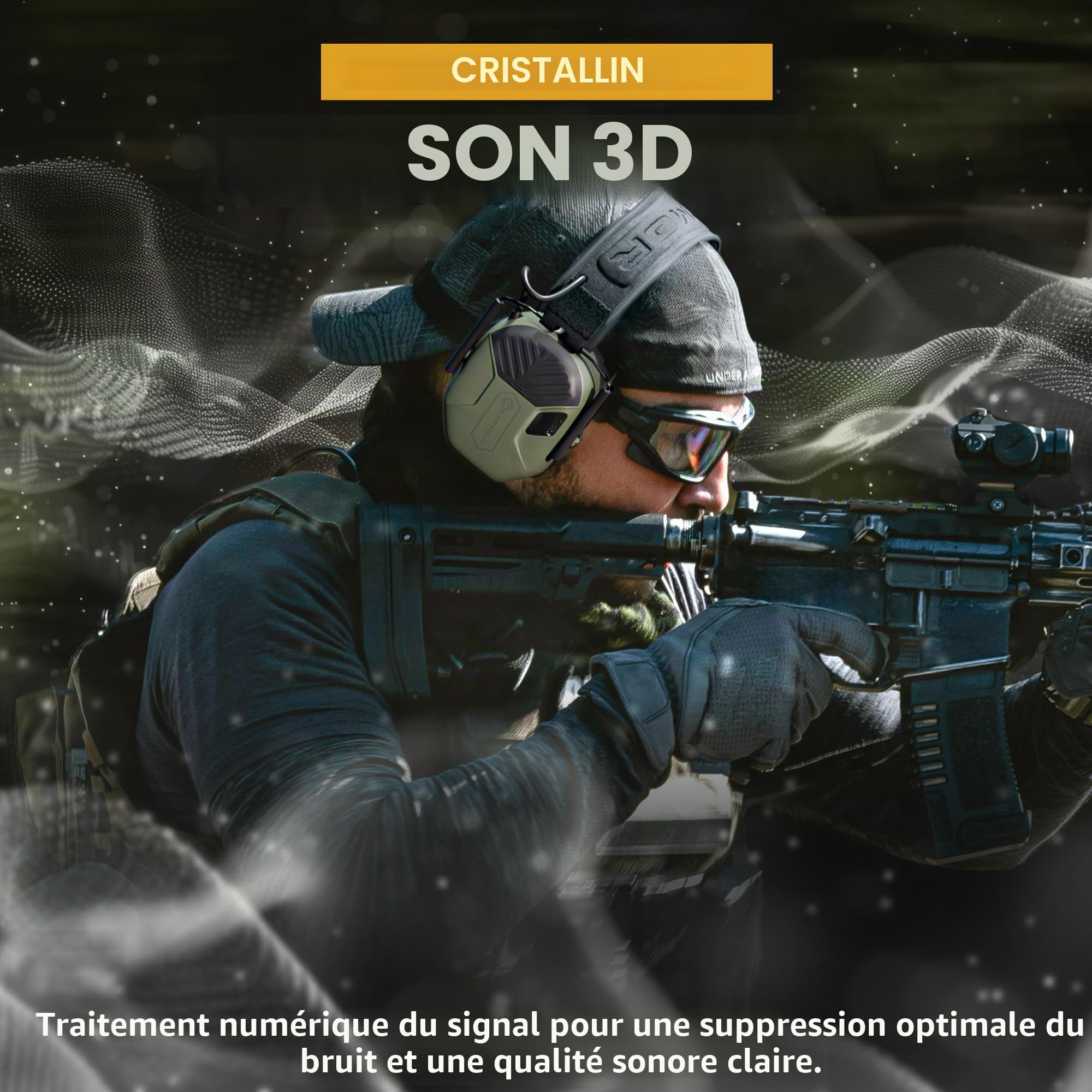 Earmor M300T Protection auditive électronique avec Bluetooth Protection auditive Protection auditive Protection auditive pour la chasse et le tir Valeur d'isolation SNR 29 dB Régulation dynamique du