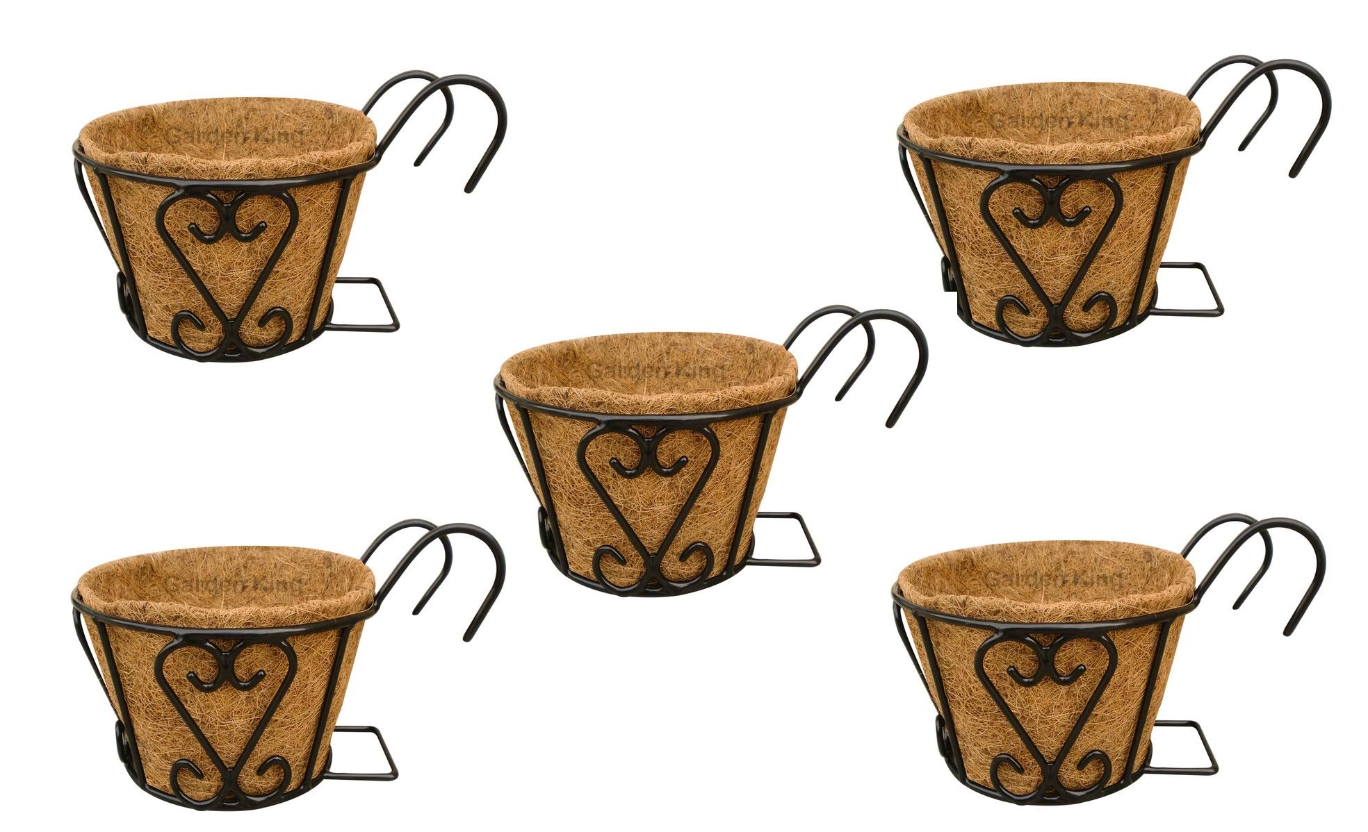 GARDEN KING 8 Inch Railing Pots with Coir Liner. Durable Black Metal Pots for Balcony. Railing Planters, Hanging Flower Pots for Grills, Home Gardening Outdoor Metal Plant Pots (setof 5 pcsBlack) (B08R66CVD8) Amazon Price History, Amazon Price Tracker