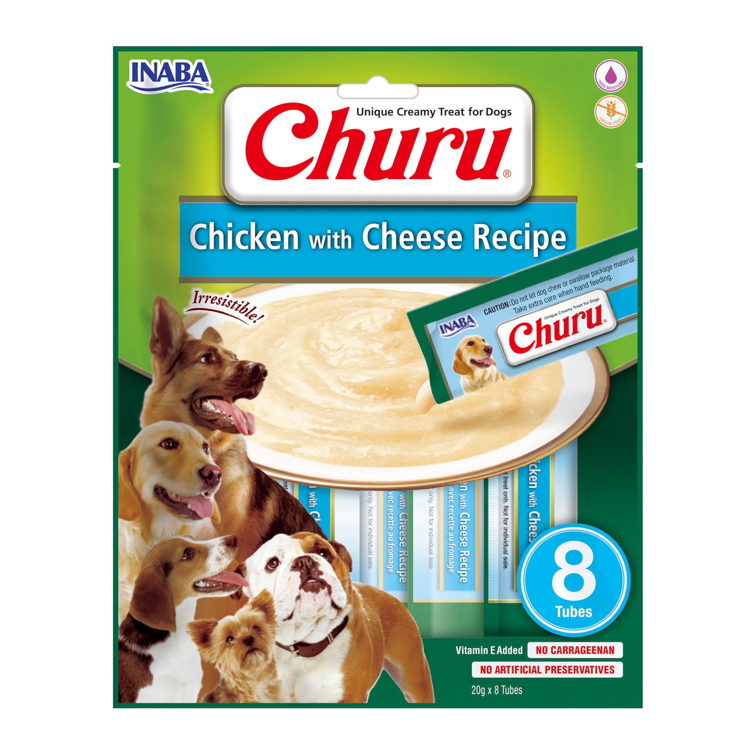 Churu Sticks by INABA Dog Treat - Chicken & Cheese Flavour (8 x 20g) / Soft & Creamy, Delicious & Healthy Snack, Food Topper, Pill Assist, Training Treat, Natural, Grain Free