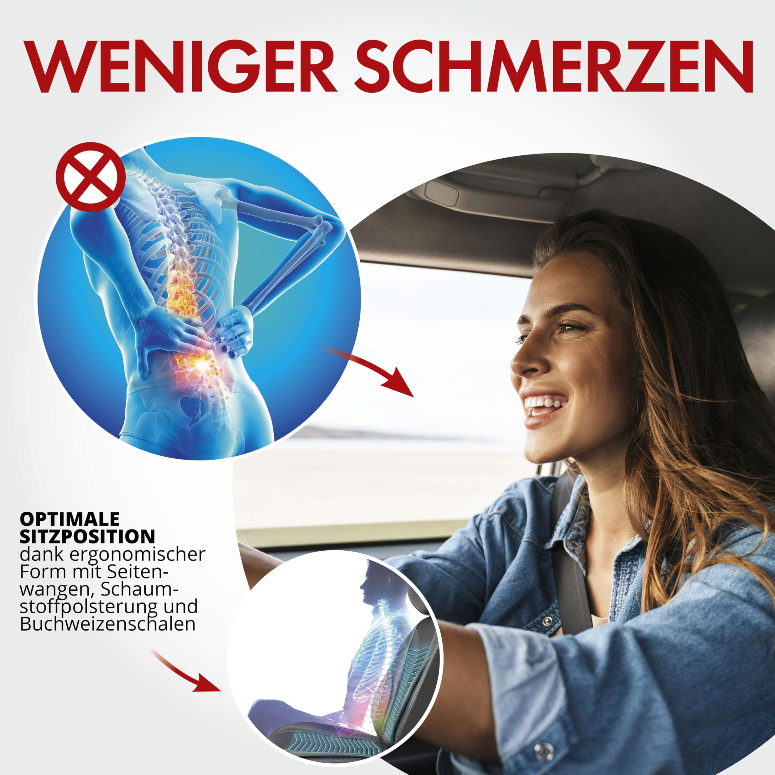 Walser Premium Sitzauflage Max, Ergonomischer Sitzschoner, Universal Sitzauflagen für Bequemes Fahren, Autositzauflage Vordersitze aus 100% Polyester, Sitzbezug Vordersitze