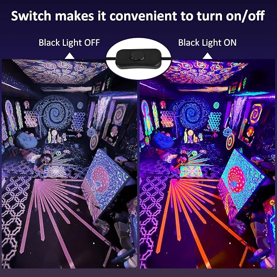 NATPOW 36W UV Lights Bar, UV Black Lights for Parties, 400 nm- 405 nm LED UV Stage Light, IP66 Waterproof UV Blacklight Party Decoration Lighting for Fluorescent Party,Halloween,Christmas(2 Pack) [Energy Class A+]