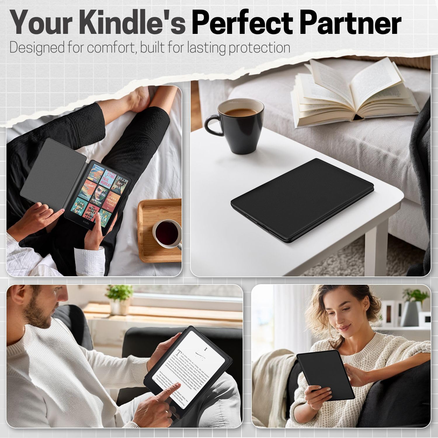 Kindle Paperwhite 12. Funda TNP para Generación 2024 / Kindle Colorsoft Signature Edition - Funda Protectora Protectora de Cuero PU de 7 Pulgadas para Kindle Paperwhite Kids Auto Sleep/Wake - Negro — view 6