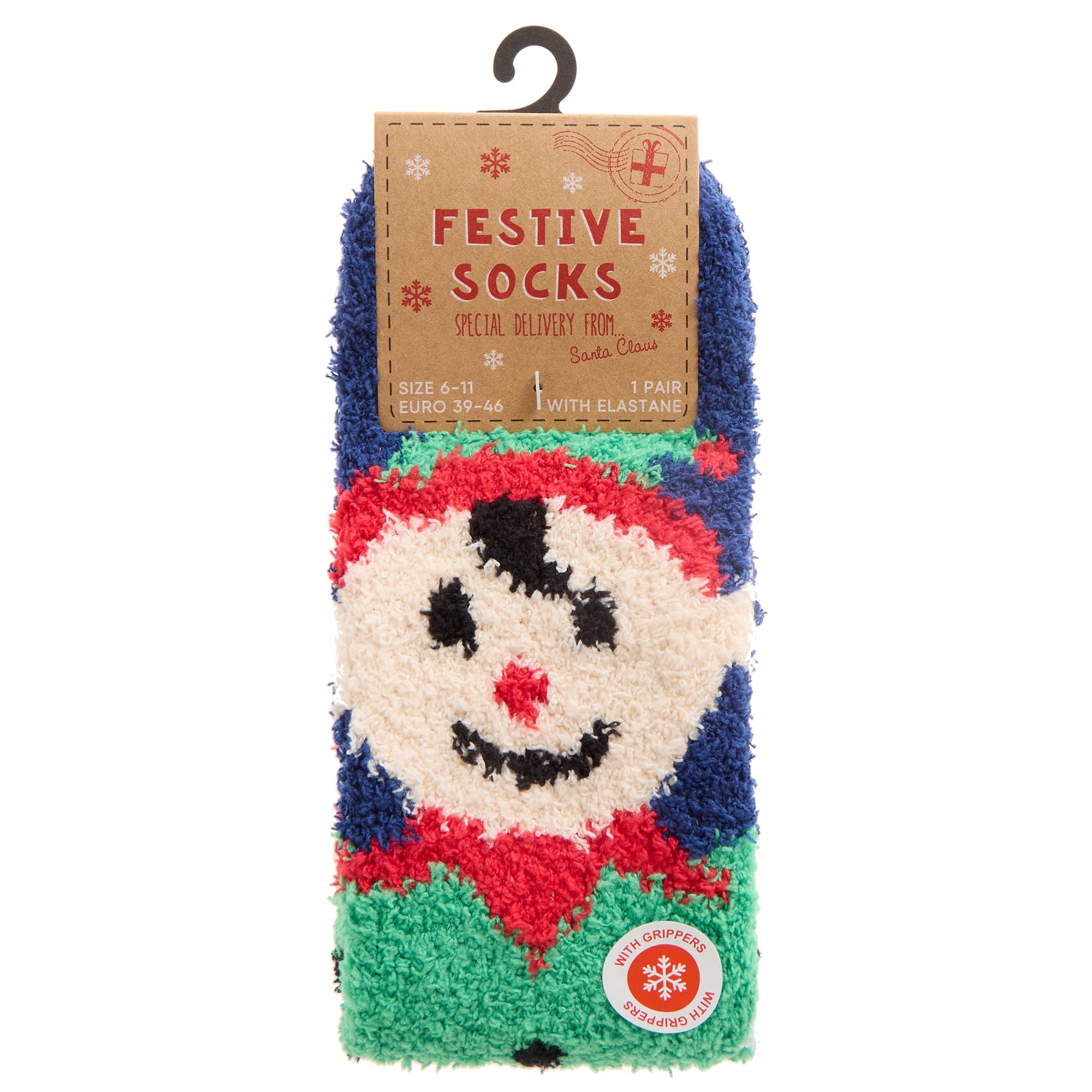 Metzuyan 1 Pair Mens Xmas Cosy Socks Christmas Characters Warm Lounge Socks Non Slip Grippers Size 6-11 Elf