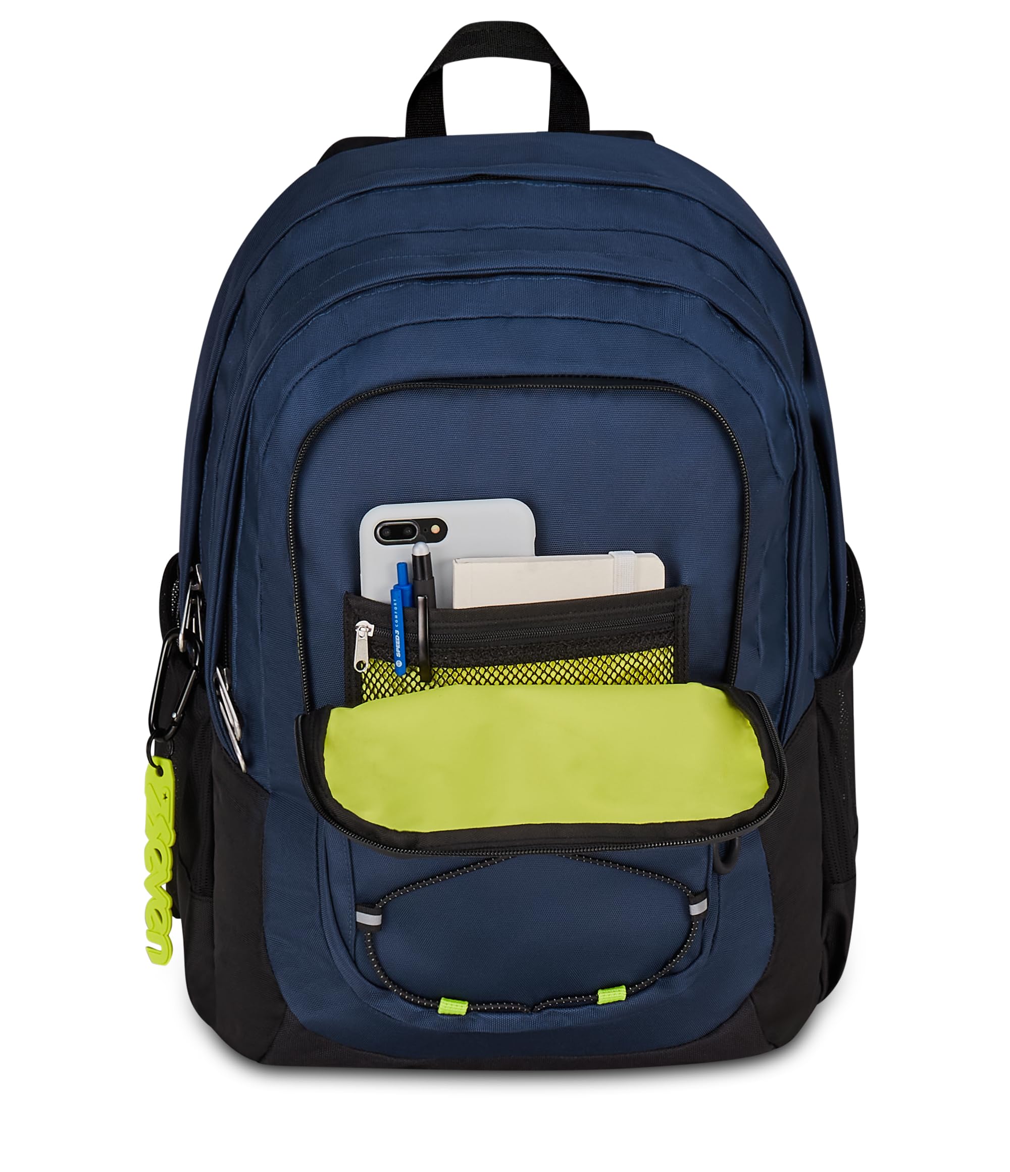 Seven Zaino Scuola TECH LINE, Doppio Scomparto, Blu, 30 L, Multifunzione, Tasca con organizer, Tasca porta borraccia, Scomparto porta pc, Scuola media e superiore, Bambini, Ragazzi