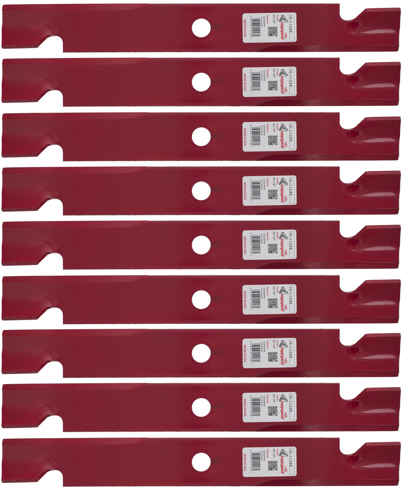Rotary Cuchillas de cortacésped 11248 para Exmark 1036403(S) 1036393(S) 1036398 1036403(S) longitud 20-1/2 pulgadas, ancho 2-1/2 pulgadas, grosor 0.240 pulgadas, agujero central 15/16 pulgadas 60