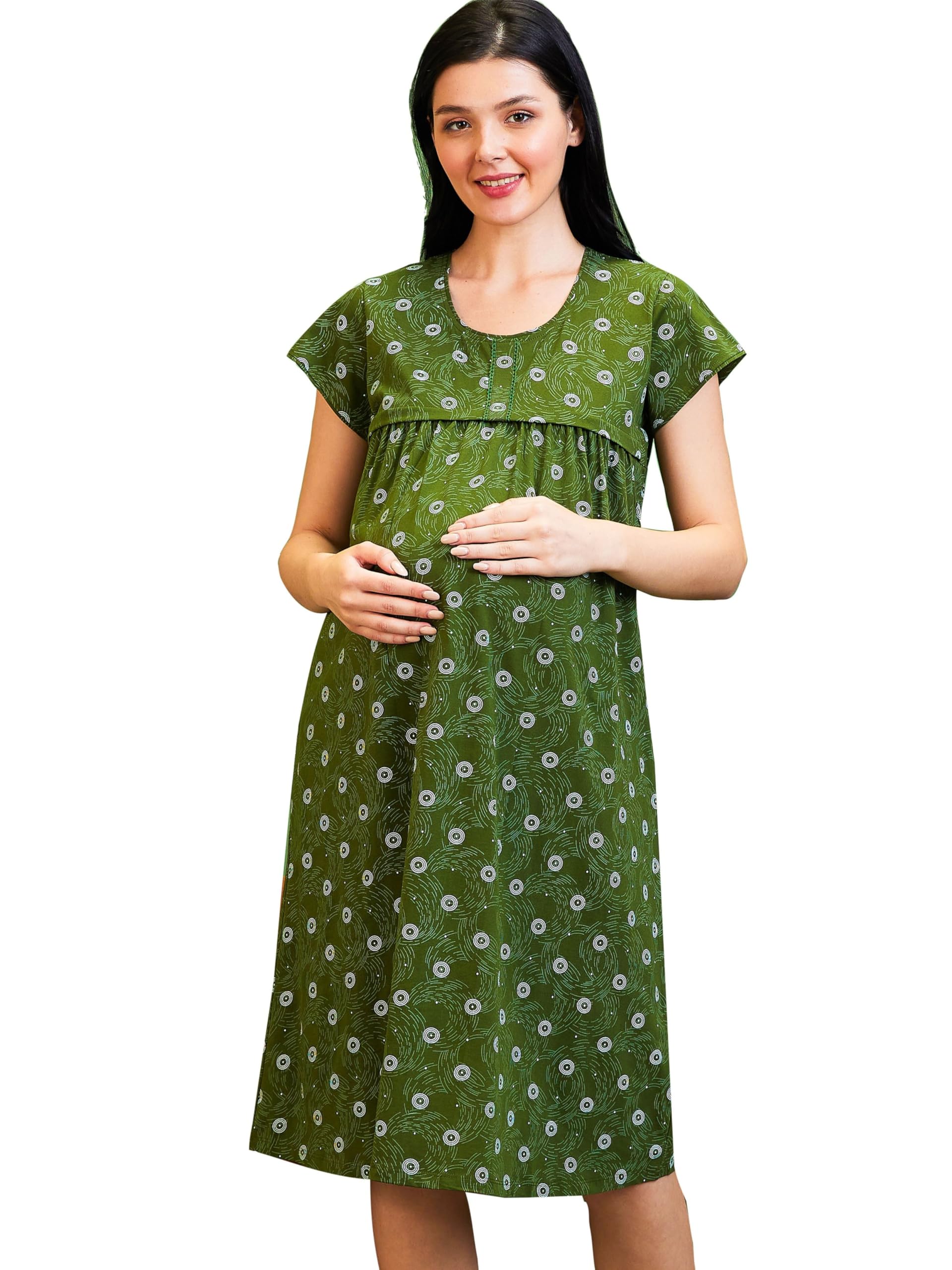 av2 Women Cotton Printed Maternity Feeding Short Nighty-picture-37