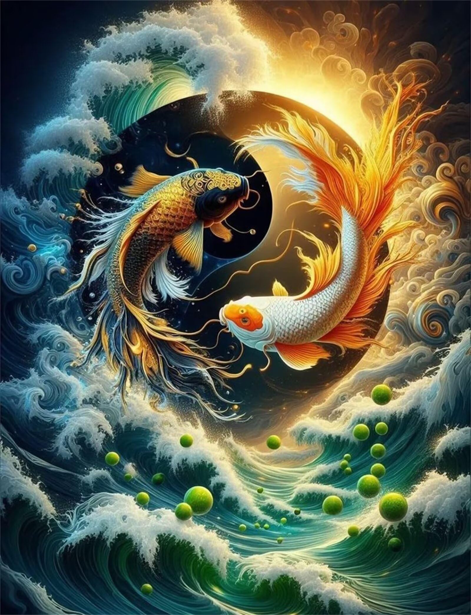 Puzzle 1000 elementów, Koi Wave Fantasy Puzzle dla dorosłych, puzzle dla dorosłych, relaks i inteligencja, puzzle do gry rodzinnej prezent