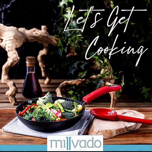 Miniatura 4 de Millvado Sartén antiadherente sartén mediana de 95 pulgadas con revestimiento antiadherente resistente mango de silicona de fácil agarre sartenes