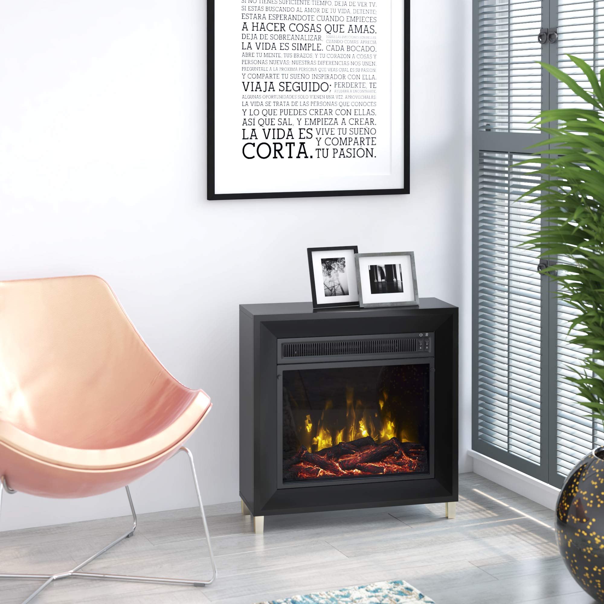 Amazon.com: Twin Star Home Wall Mantel Electric Fireplace, Black : Home u0026  Kitchen