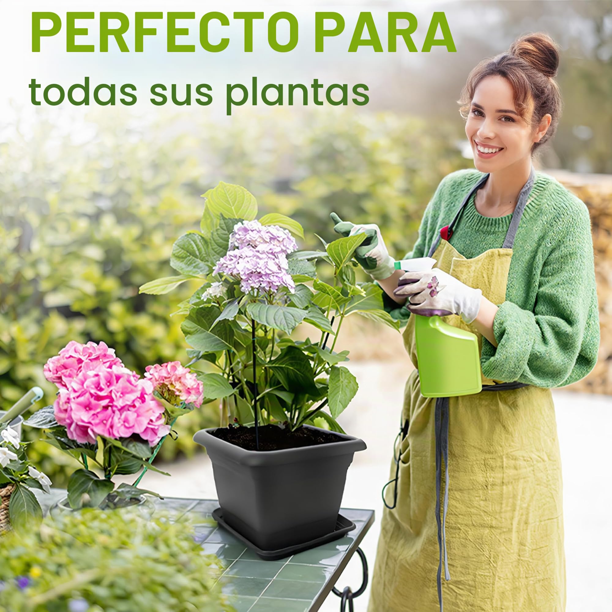 2friends Macetero grande antracita XXL, juego de 2 unidades para exterior, resistente y moderno para jardín y terraza