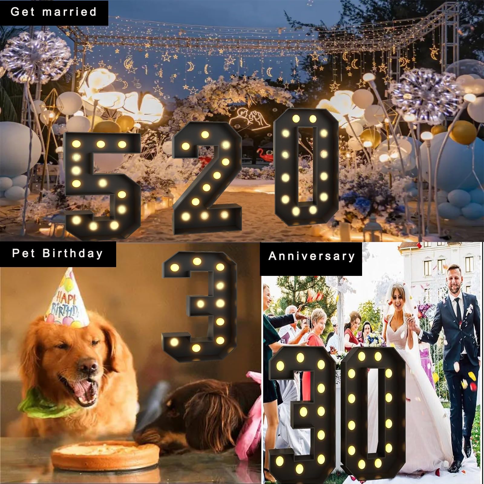 Tenda Luminosa A Forma Di Nuvola Con Numero 30, Luci LED Multicolore Con Effetti Lampeggianti E Sincronizzazione Musicale, Pannelli In Schiuma Pretagliati Per Decorazioni Di Compleanno - 3