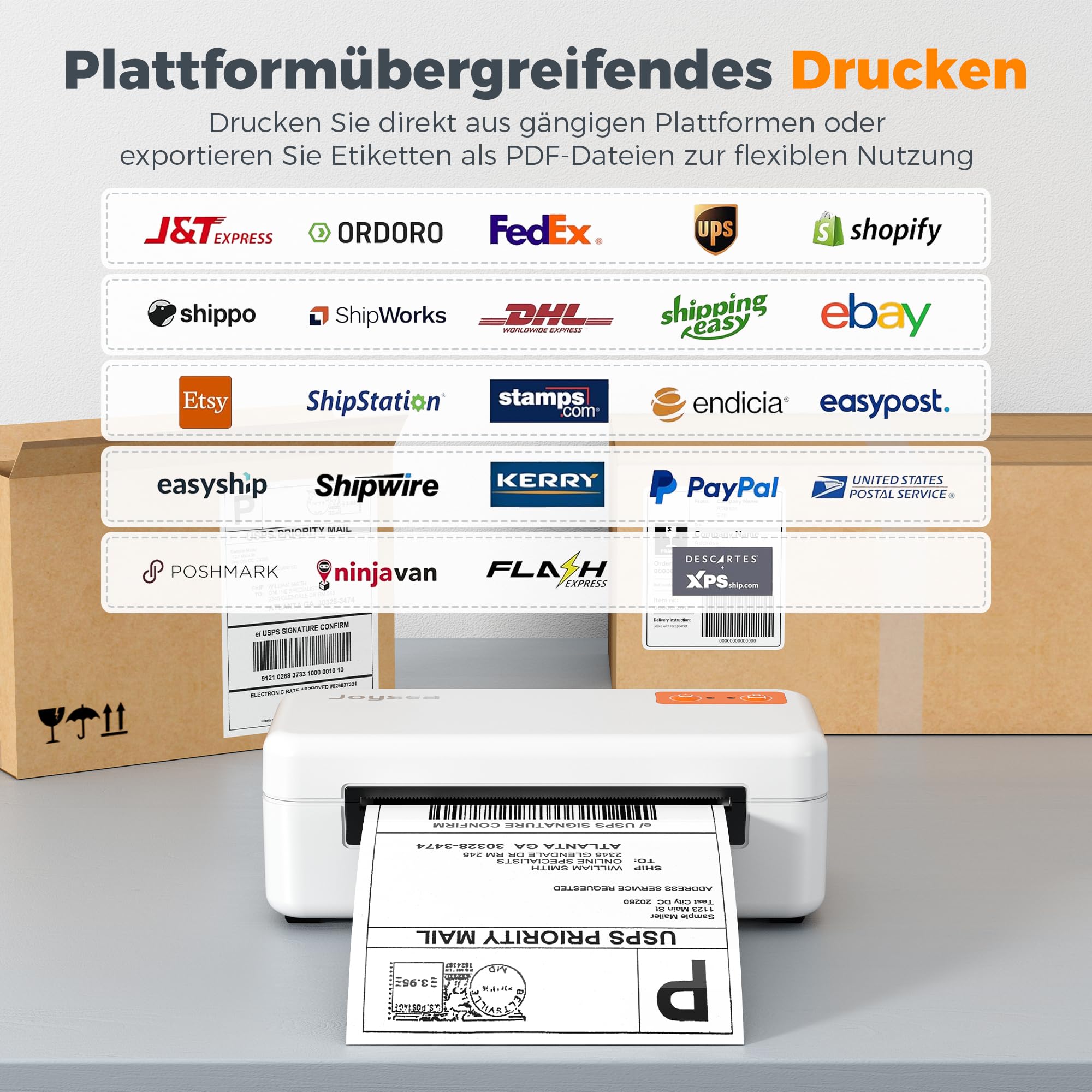 Joysea Bluetooth Thermal Printer for Shipping Labels, 4x6 inch