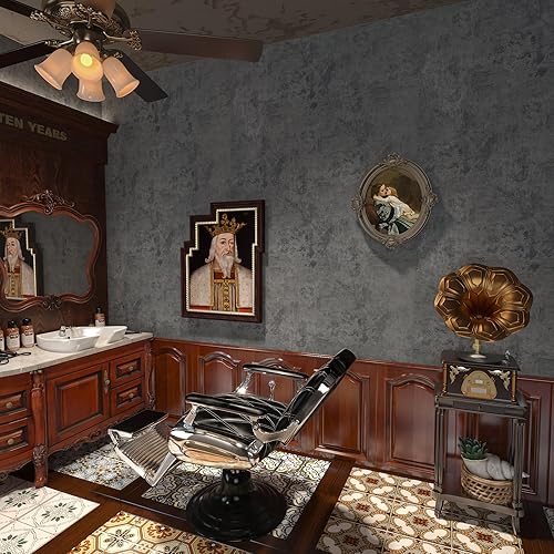 Miniatura 5 de Papel tapiz de hormigón azul extra ancho de gran tamaño para despegar y pegar, papel de pared de cemento industrial, vinilo gris grueso mate de 48 x