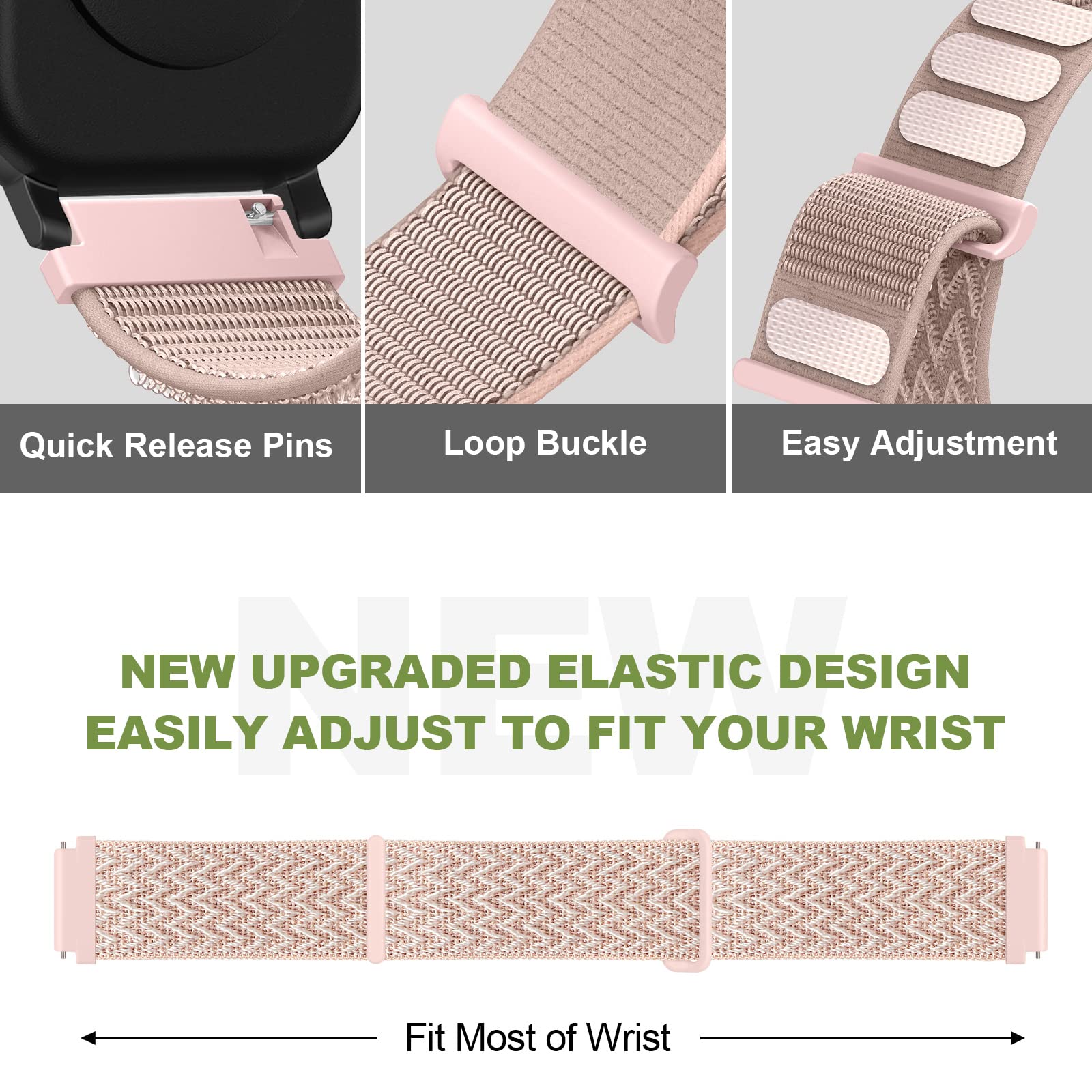 Cinturino per Amazfit GTS, 20mm Cinturino in Nylon Sportivo per Amazfit Bip 3, Bip 3 Pro, Amazfit Bip, Bip Lite, Bip U, Bip U Pro, Amazfit GTR 42mm, GTS 2 Mini, GTS 2, GTS 2e, GTS 3, GTS 4, GTS 4 Mini