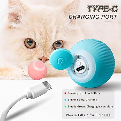 Miniatura 4 de ZALBYUY Pelota interactiva inteligente de juguetes para gatos con luces LED, juguetes para gatos, bola rodante automática para gatos de interior,