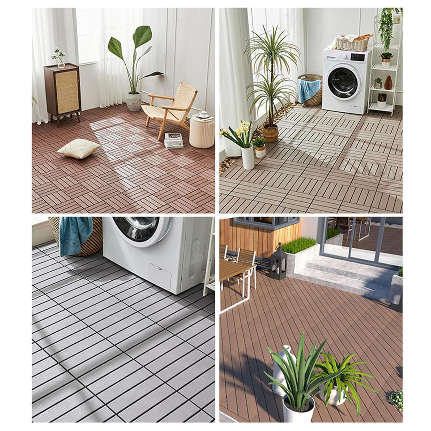 Dalles et lames de terrasse en composite, Dalles de terrasse emboîtables 25x25 cm multicolores paquet de 12(Twill Coffee)