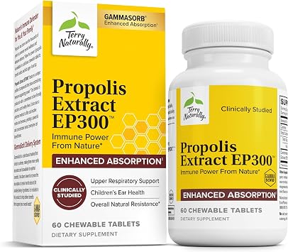Terry Naturally Propolis Extract EP300 - Throat & Health Support - 60 Count | Health Support. 60 tablets.