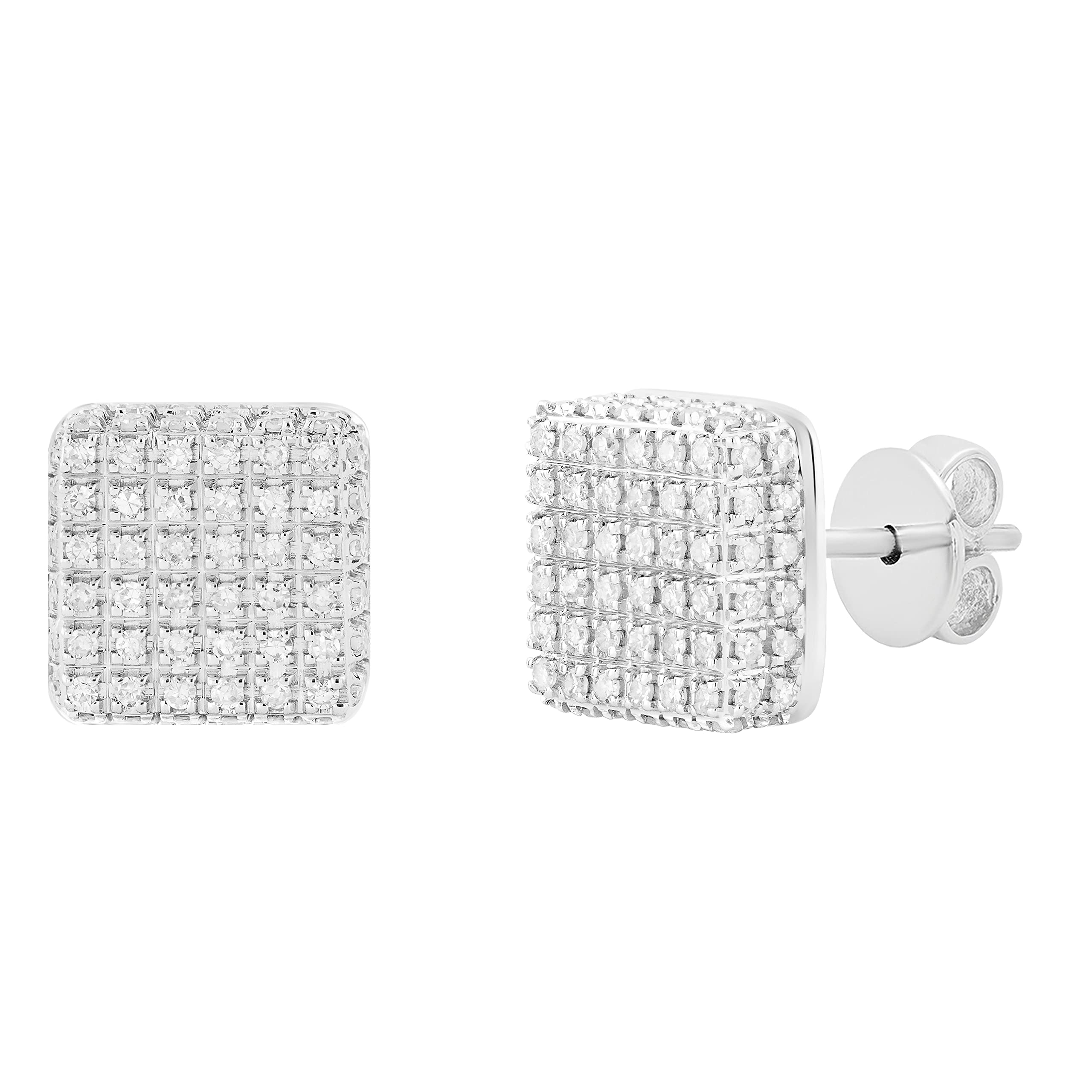 Dazzlingrock Collection Round White Diamond Dice Pushback Unisex Stud Earrings (0.30 ctw, Color I-J, Clarity I2-I3) in 925 Sterling Silver