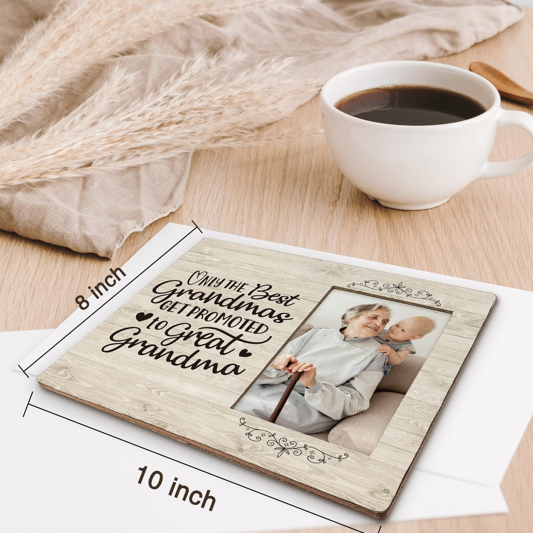 Rotating Wooden Great Grandma Picture Frame - Holds Two 4x6 Photos, Heart Pendant, Gift Box Included
