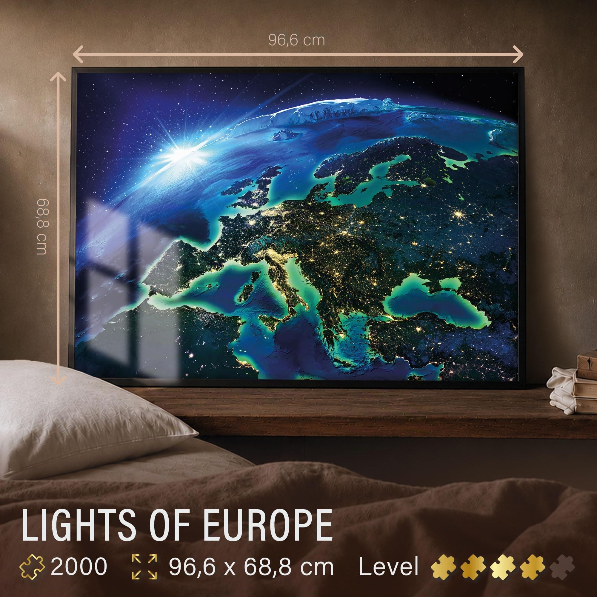Ulmer Puzzleschmiede - Puzzle de 2000 pièces - Spectaculaire puzzle de l'Europe en perspective spatiale la nuit