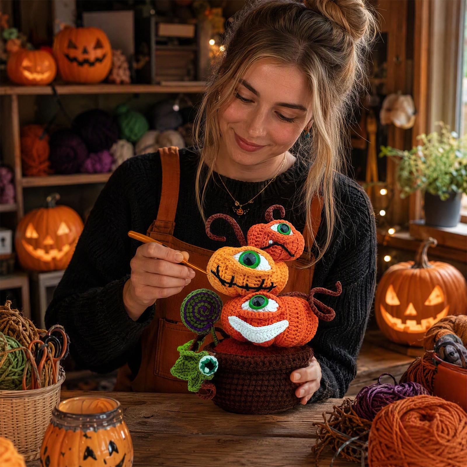 DIY Hak Sadzarka Halloween Amigurumi Dynia Złe Oko Lalki