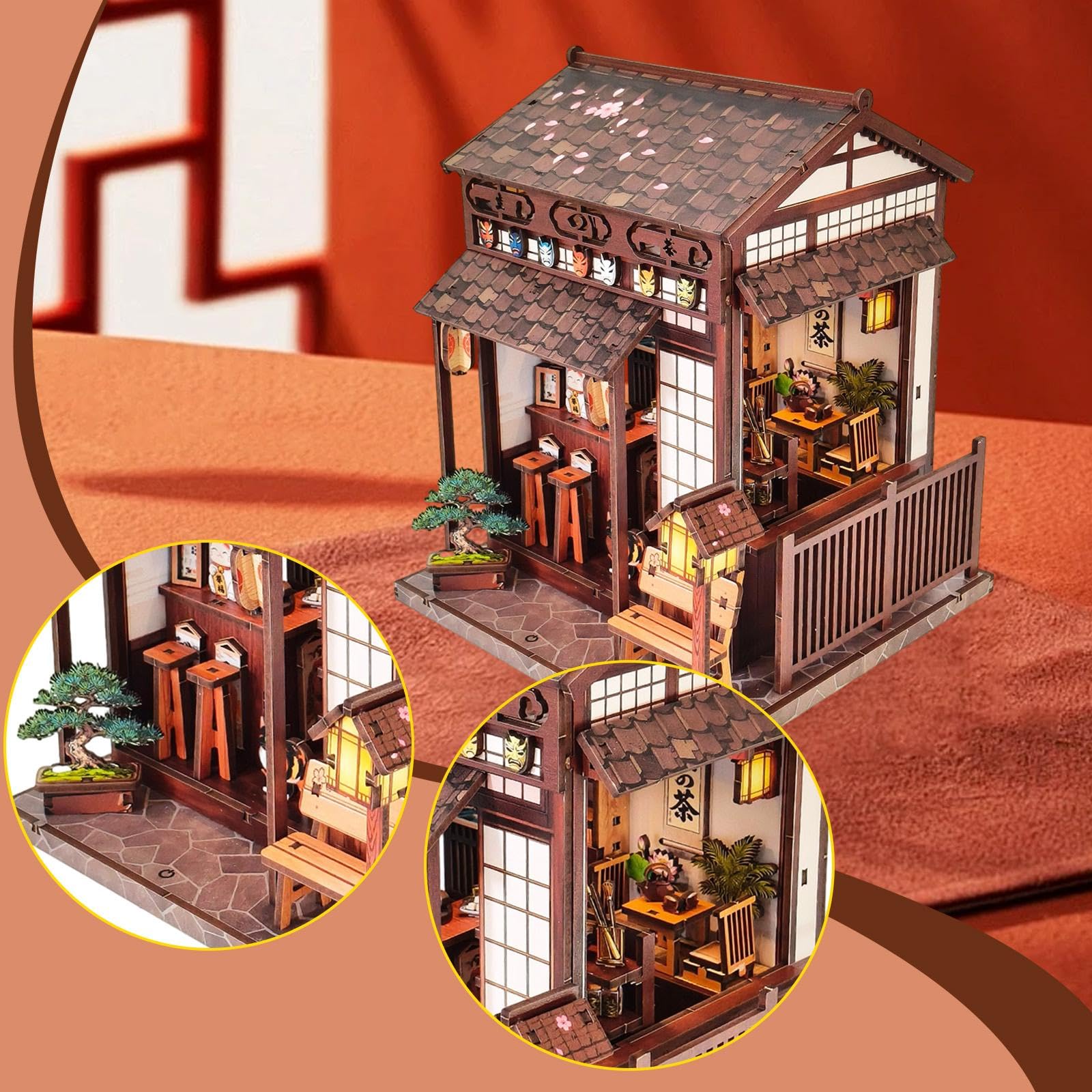 Colcolo Kit per Costruire Una Casetta da tè in Miniatura in Legno, Regalo di Compleanno con Luci a LED, Progetto Creativo Fai-da-Te per Bambini E Adulti.