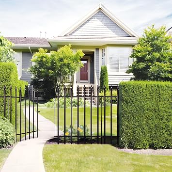 Thealyn Metal Decorative Garden Fence 91cm H x 70cm W, 4 Panels + 1 Gate | 3.5m Total, No Digging Border Dog Landscape Fencing for Flower Bed, Yard, Animal Barrier, Black