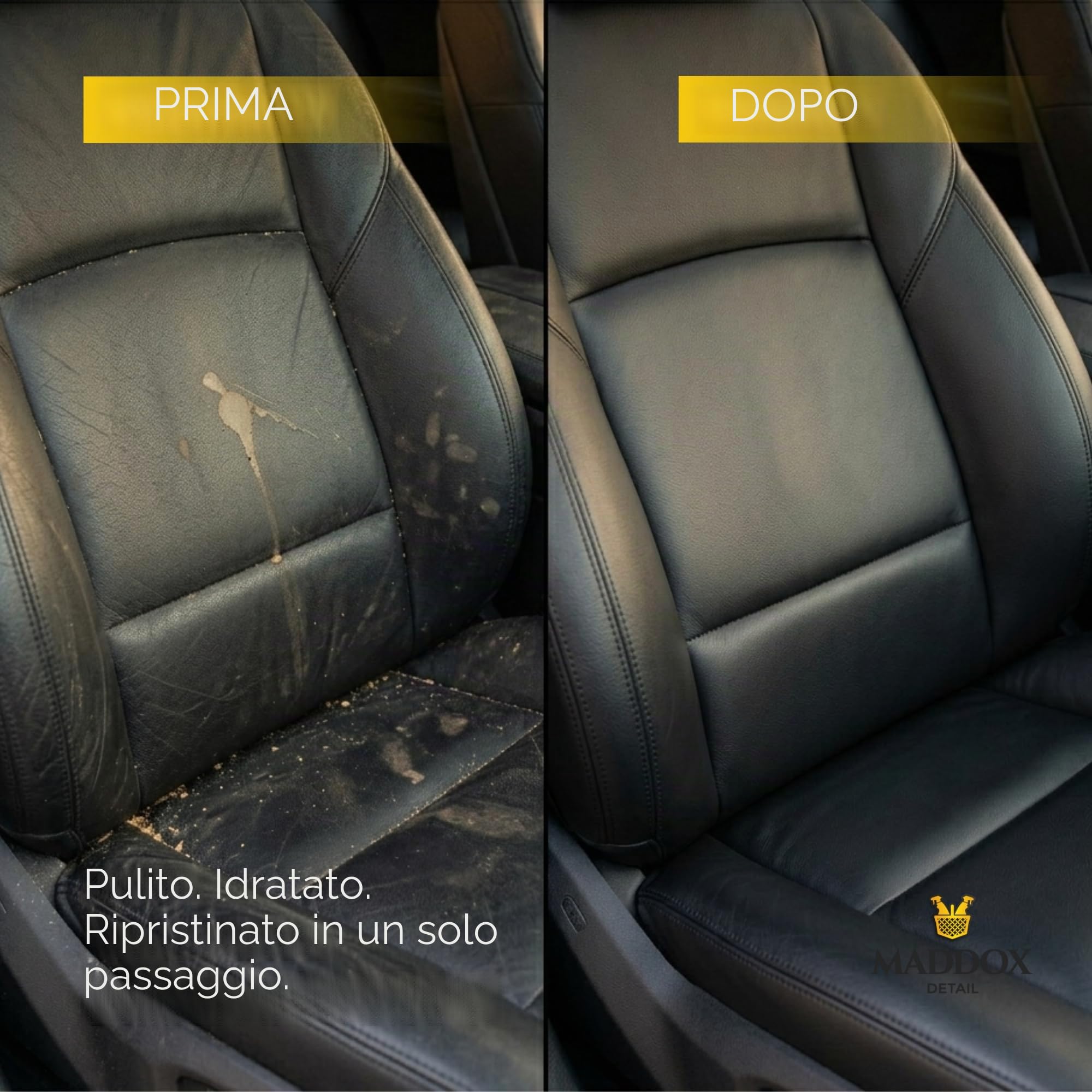 Maddox Detail - Leather Detailer 500ml | Trattamento Pelle Auto | Pulizia Pelle Auto | Pulizia Pelle | Elimina Sporco e Macchie | Restaura Sedili | Pulizia Pelle Auto Interni