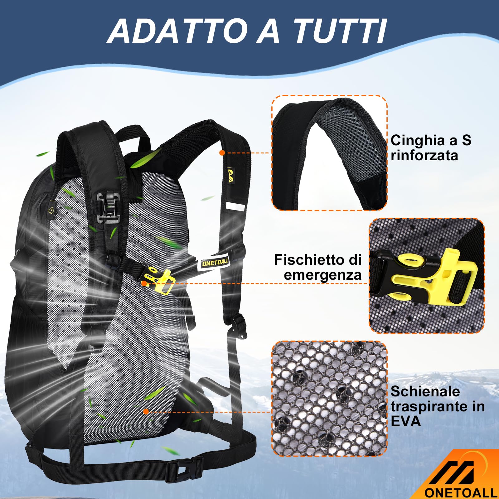Zaino Trekking 20L 30 Litri, Zaino Montagna Antifurto con Coprizaino Impermeabile, Zaini Leggero Piccolo Uomo Donna per Escursionismo Hiking Viaggi Ciclismo Pendolarismo, Solo 500g 600g