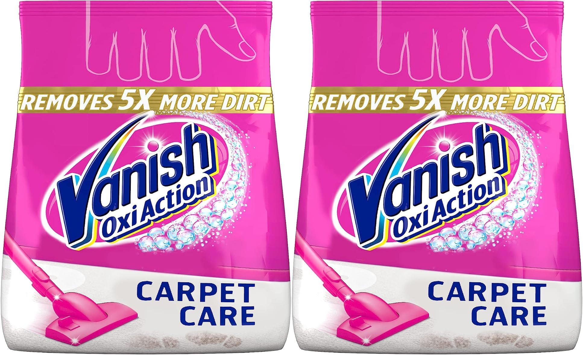 Oxi Action Carpet Stain Remover Powder, Carpet Cleaner, Removes ground-in dirt & dust, Shake & Clean, 650 g, Pack of 2, 2 x 650g