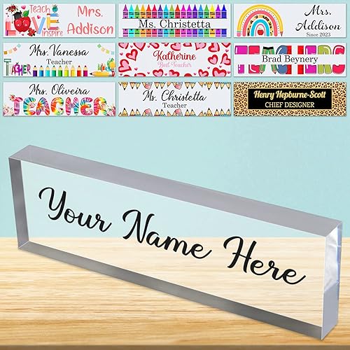 Miniatura 10 de Placa de nombre de escritorio personalizada para profesores, placa de identificación de bloque de acrílico personalizada para oficina, placa de