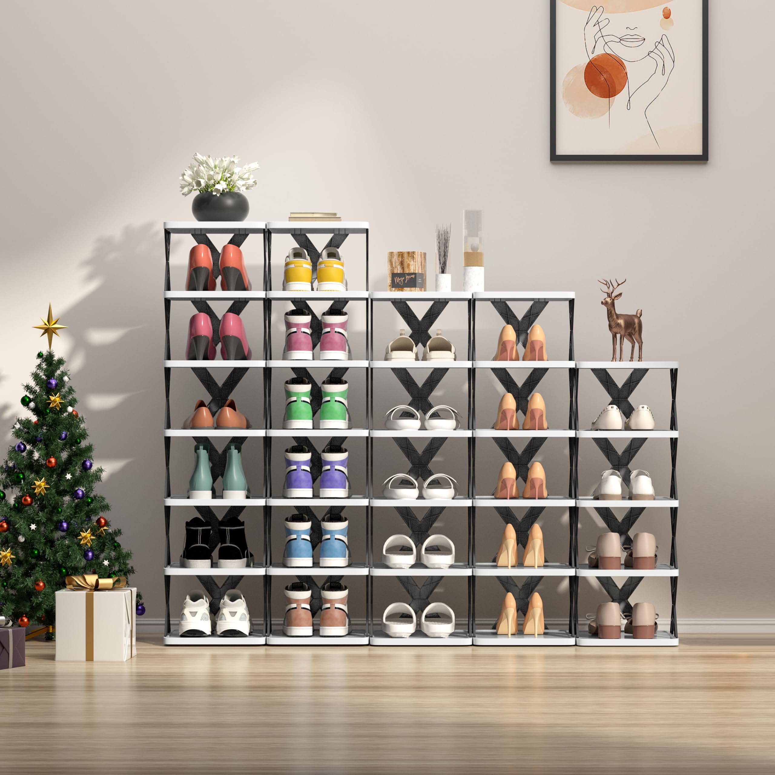 Snapklik.com : 6 Tier Narrow Shoe Rack, Small Stackable Shoe Stand ...