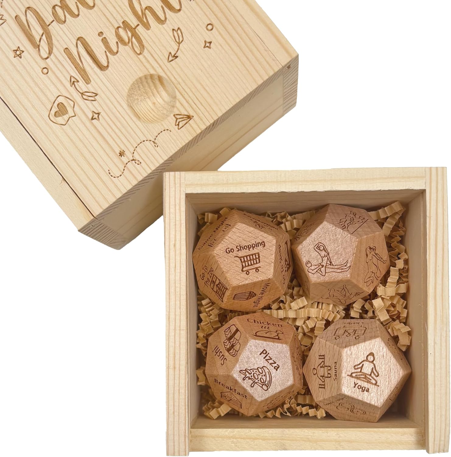 Valentines Day Gifts for Him Her, 4PCS Date Night Dice, Anniversary Birthday Gift for Boyfriend Girlfriend Husband Wife, Date Night Activities, Couples Gifts
