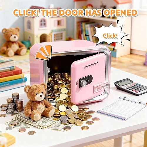 Vista 14 de Lefree Piggy Banks for Kids, Money Safe Box Toys for Boys, Adults Mini Safe Box with Secure Password, Coin Bank for Children Best Birthday Cash Coin