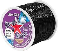 Vista 30 de Stretch Magic Cordón elástico para cuentas – Color negro, 0.020 in de diámetro, 32.8 ft (32 pies) – Cuerda fácil de anudar, fuerte y elástica
