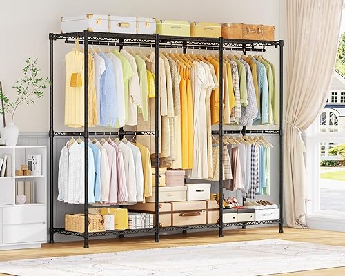 Miniatura 8 de E14 - Perchero de ropa resistente, percheros independientes para colgar ropa, organizadores de armario ajustables y almacenamiento, perchero de