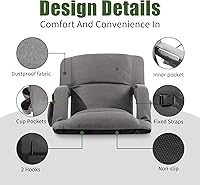 Vista 4 de Sillas de estadio plegables extra anchas con respaldo y cojín, diseño estilo sofá, 6 posiciones reclinables, asientos impermeables