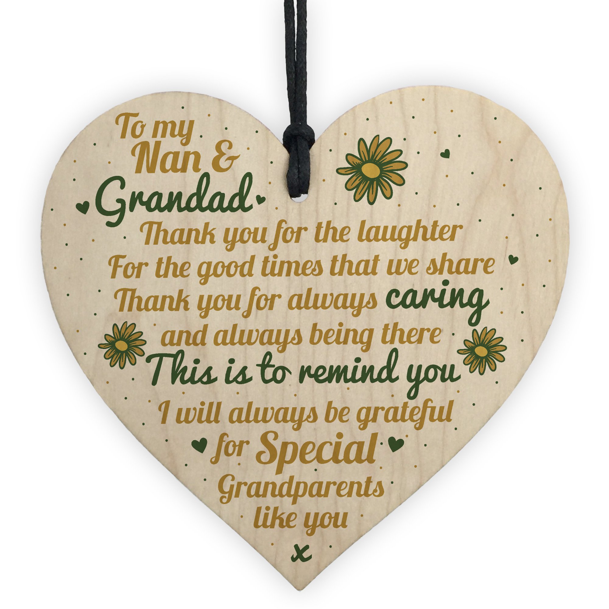 Red Ocean Grandparents Gifts Grandad Grandpa Grandma Nan Wooden Heart Plaque Thank You Gift