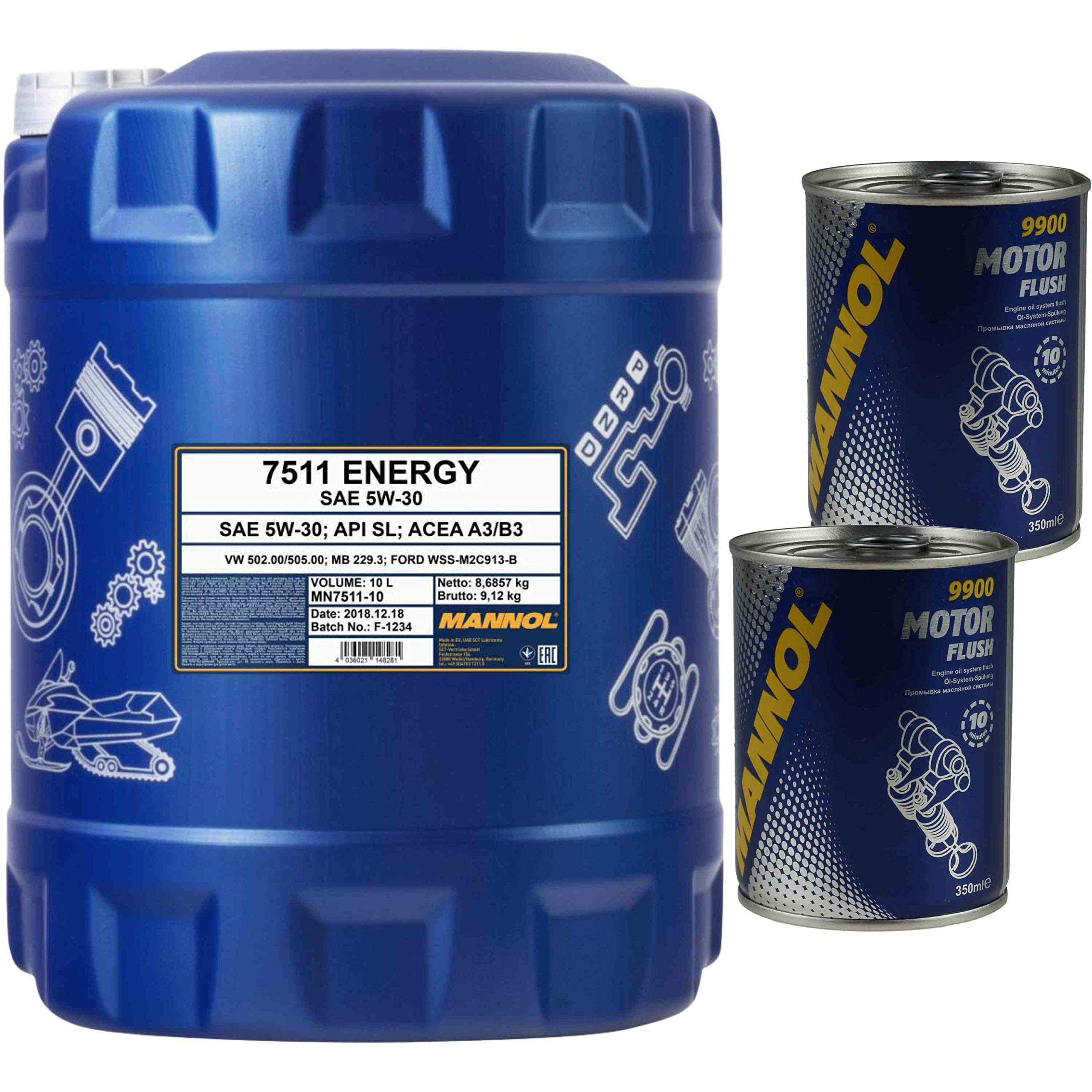 10L MANNOL Olio Motore Energy 5W-30 API SL/CF, Pulizia Motore