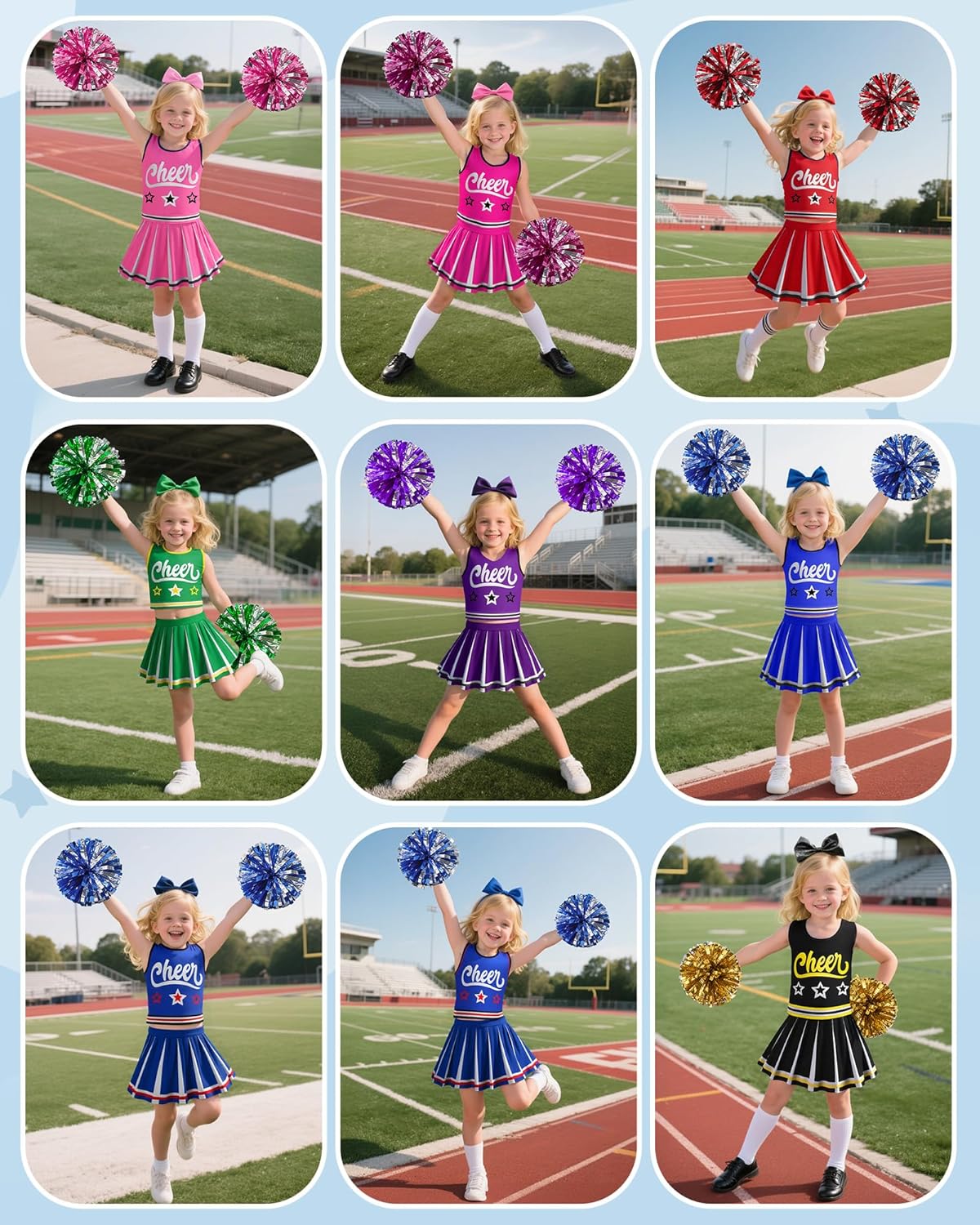 JenPen Cheerleader Costume for Girl, Cute Cheerleading Outfit Cheer Leader Dress for Halloween Cheerleader Gifts - Image 6