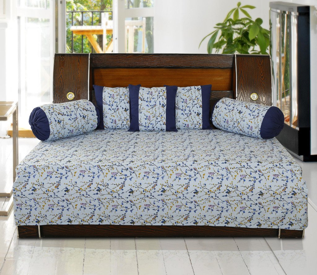 Dekor World Bird Printed Cotton Diwan Set (Pack of 6)-image-45