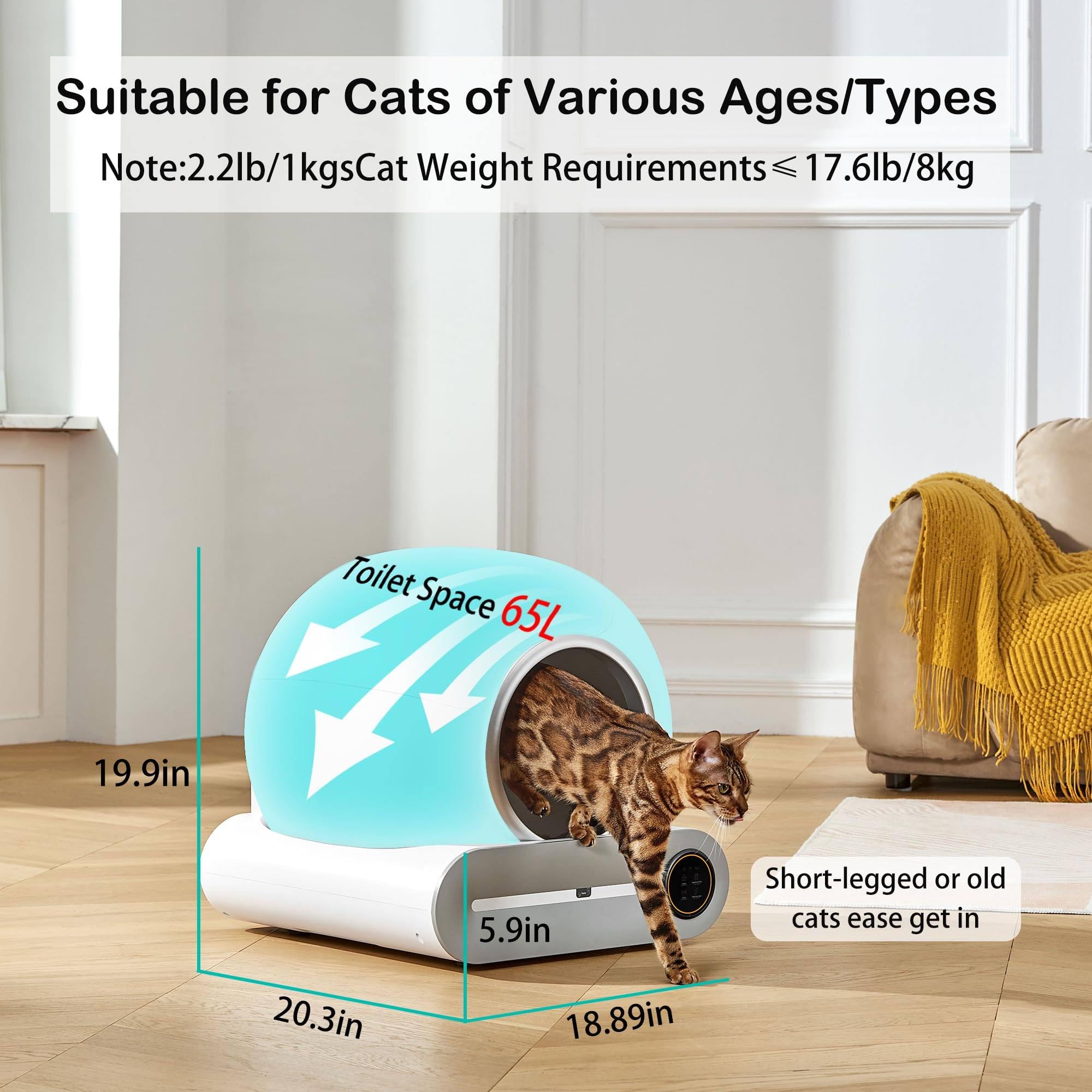 大型猫用自動トイレ （レーキ式） Amazon | 猫 トイレ 自動トイレ 猫の足挟みゼロ アプリ制御可能