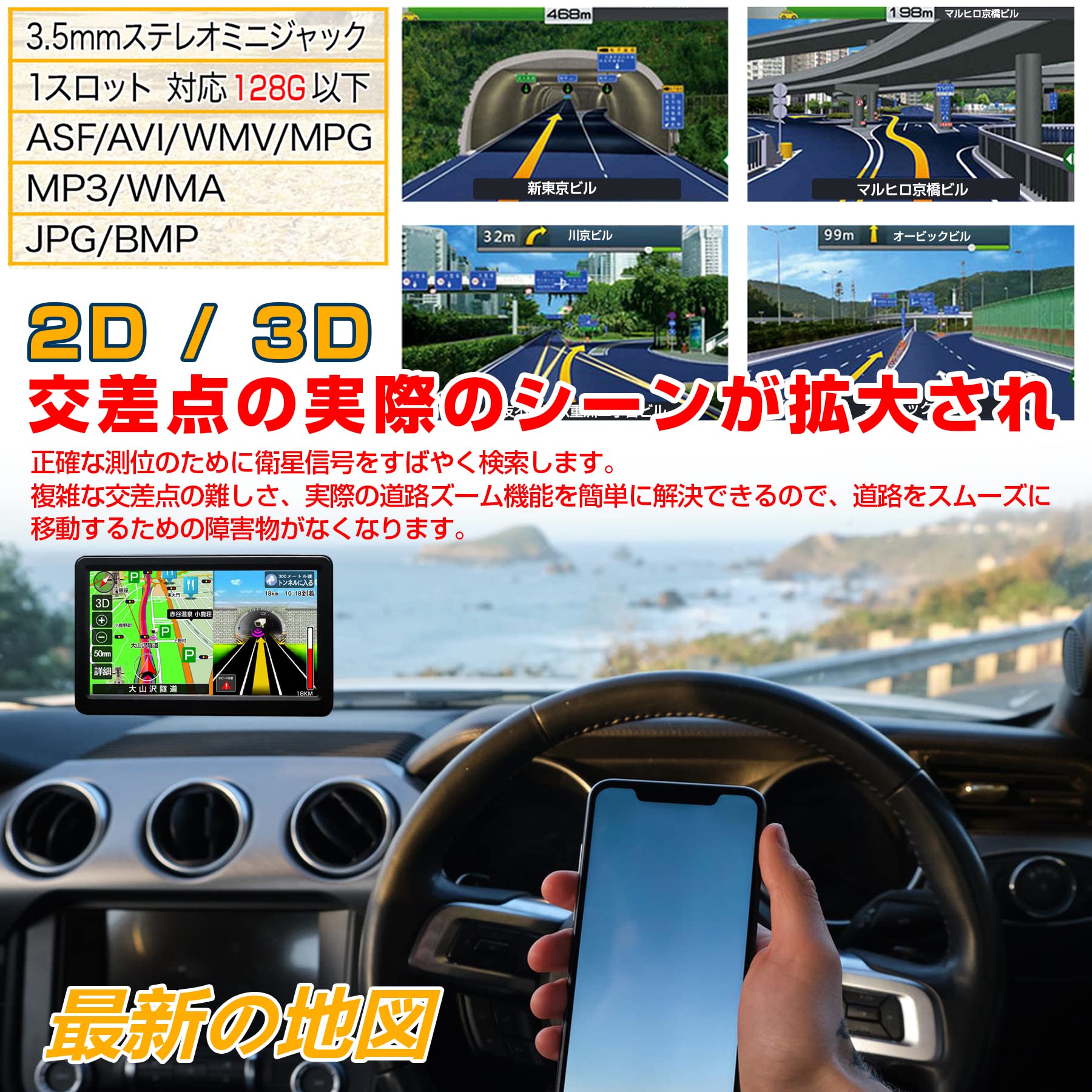 Amazon.co.jp: カーナビ ポータブルナビ 7インチ 衛星数1.8倍 12V/36V