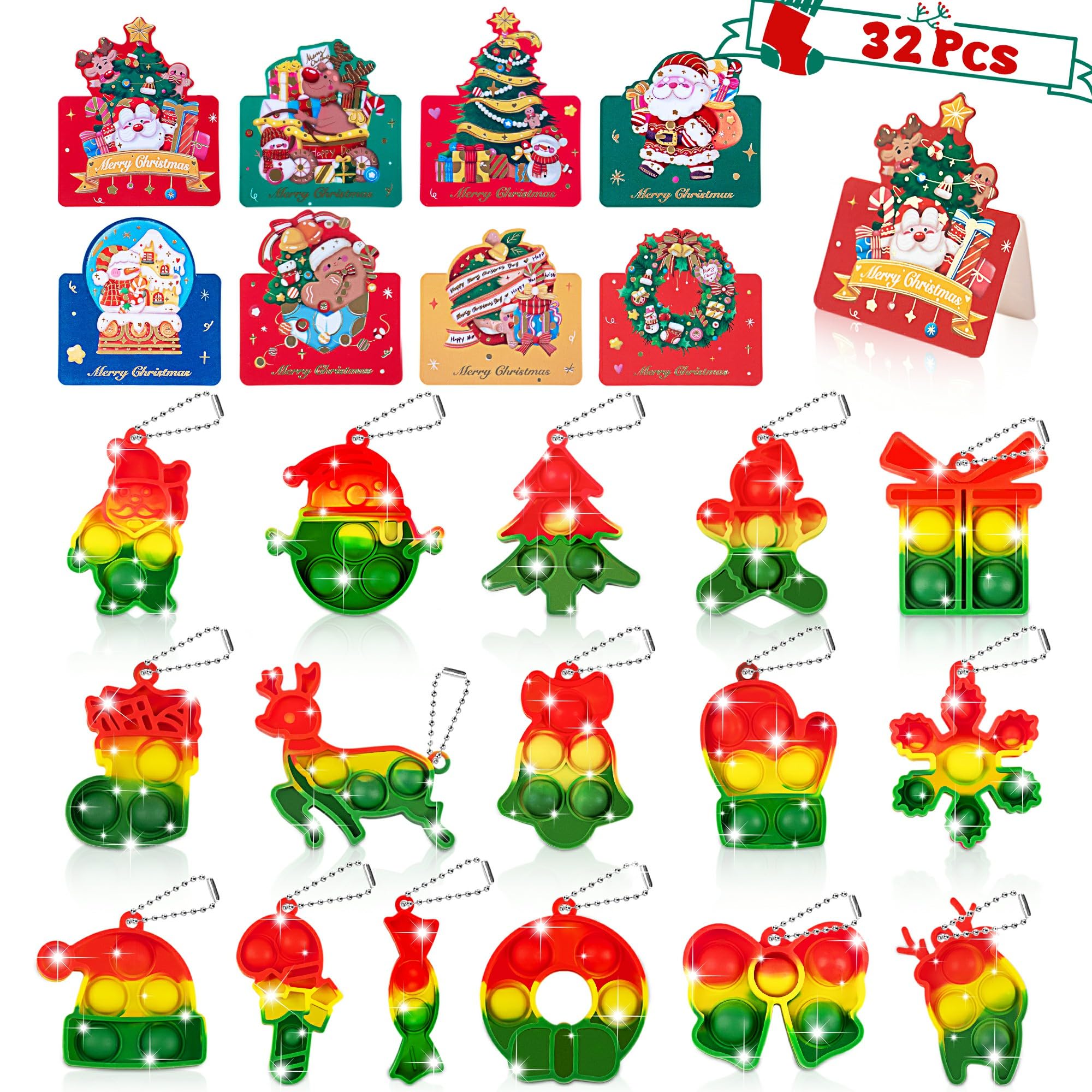 12 Pcs Kids Easter Fidget Keychain Toys, Mini Push Bubble Sensory Stress Toy, Toddler Girls Boys Party Favors, Goodie Bag Easter Gifts for Classroom Prize