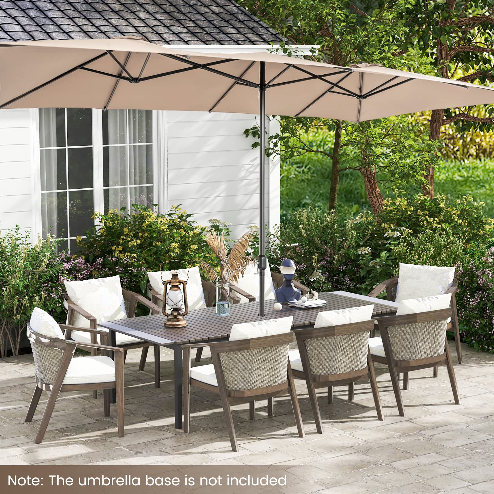 KOMFOTTEU Zewnętrzny parasol ogrodowy, prostokątny, korba i ochrona przed promieniowaniem UV, duży, wodoodporny parasol balkonowy, podwójny parasol przeciwsłoneczny, do basenu, na rynku, 430 x 270 x