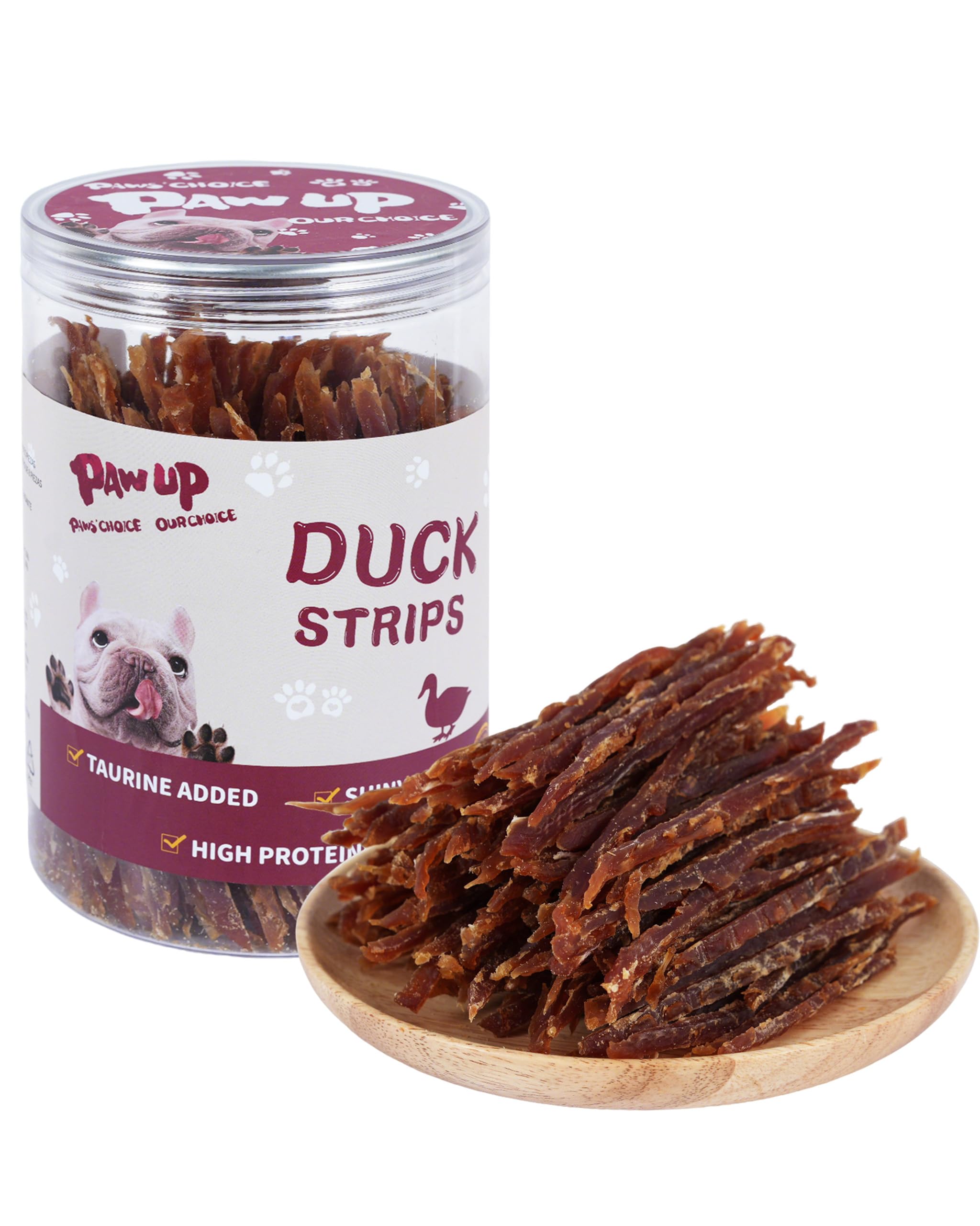 PAWUP Duck Jerky Strips Dog Treats, Training Treats for Dogs w/Taurine, Low Fat, Natural Duck Jerky Cuts for Small Dog, 12.5 oz