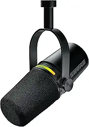 Shure Microfone dinâmico MV7+ Podcast. Certificado OBS, áudio aprimorado, painel de toque de LED, saídas USB-C e XLR, modo de nível automático, filtro pop digital, efeitos de reverberação, podcast,