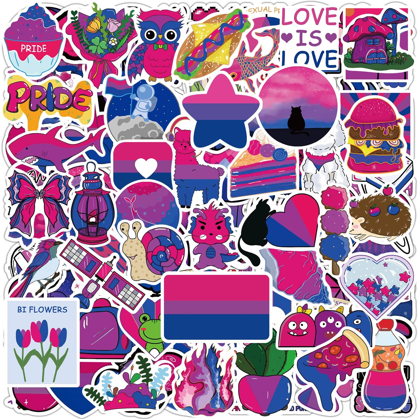 100 Pcs Bisexual Pride Stickers, Bi Bisexual Stuff for Pride Accessories Present Celebration Parades Home Decor Party Supplies Festivals
